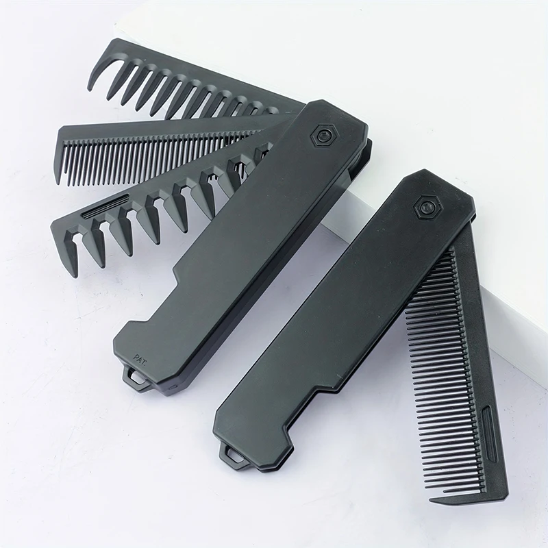 Mens Grooming Kit Gift - Pente de barba dobrável 3 em